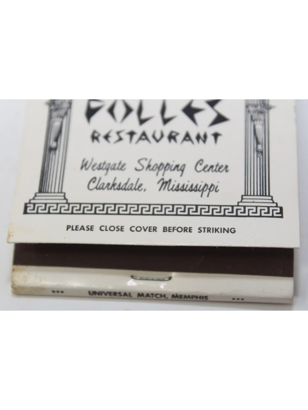 Vintage Matchbook Folles Restaurant Cuisine Royale Clarksdale Mississippi Steaks